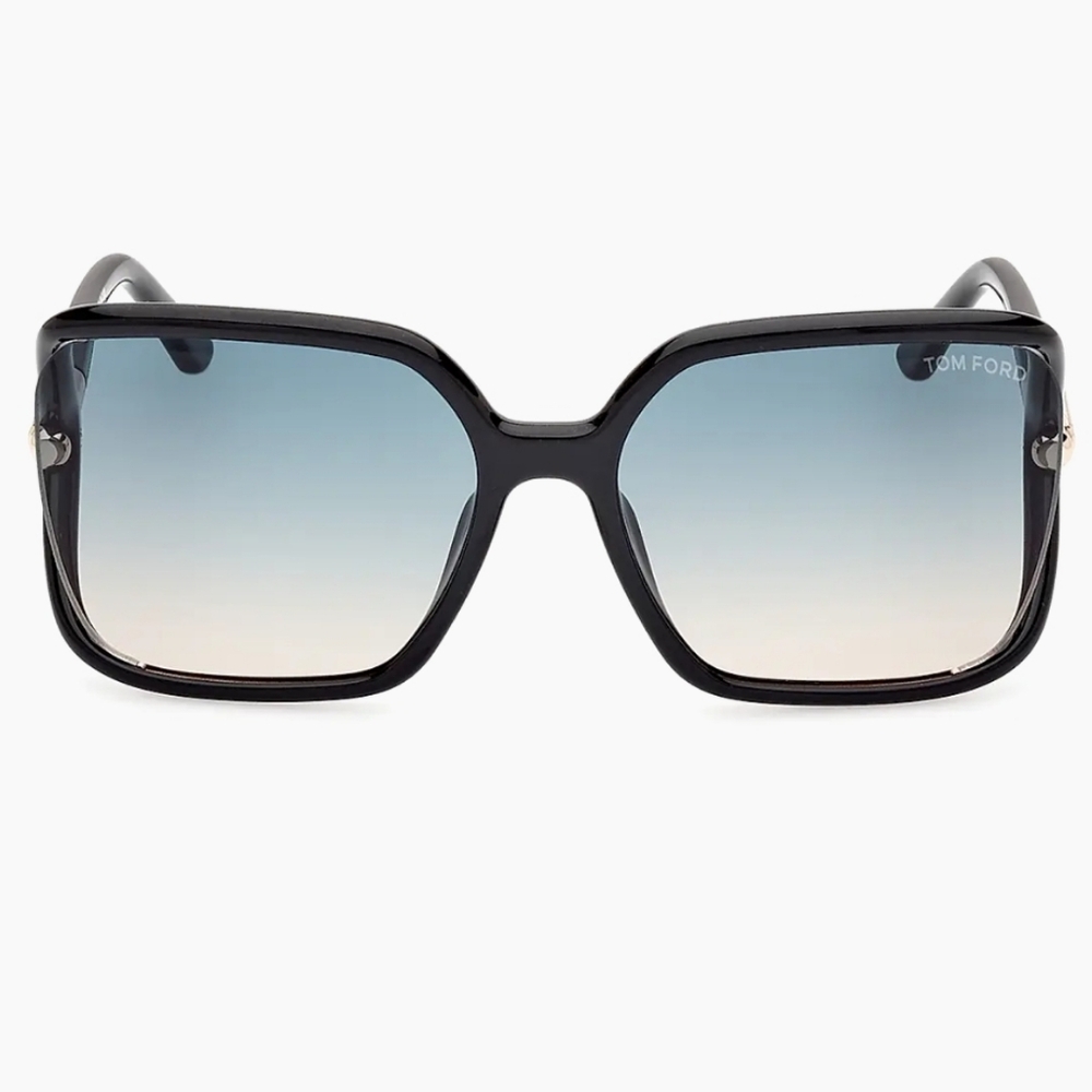 Tom Ford Solange 2 Black and Gold Sunglasses With Blue Tinted Lenses - Picture 3 of 8